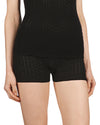 Women's Pointelle Rib Seamless Form Fitting Shortie : Color: Black