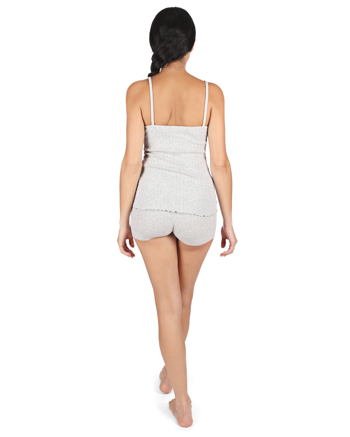 Women's Pointelle Rib Seamless Form Fitting Shortie : Color: Gray Heather