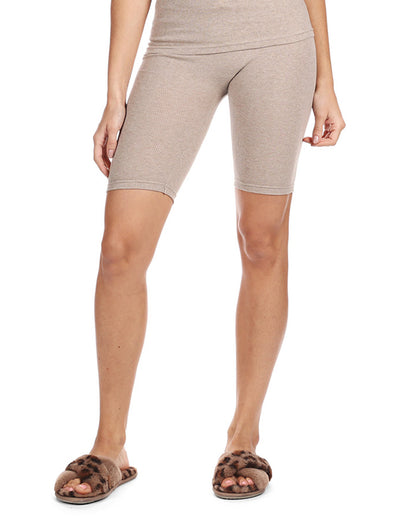 Women's Organic Cotton Ribbed Biker Shorts : Color: Beige Heather