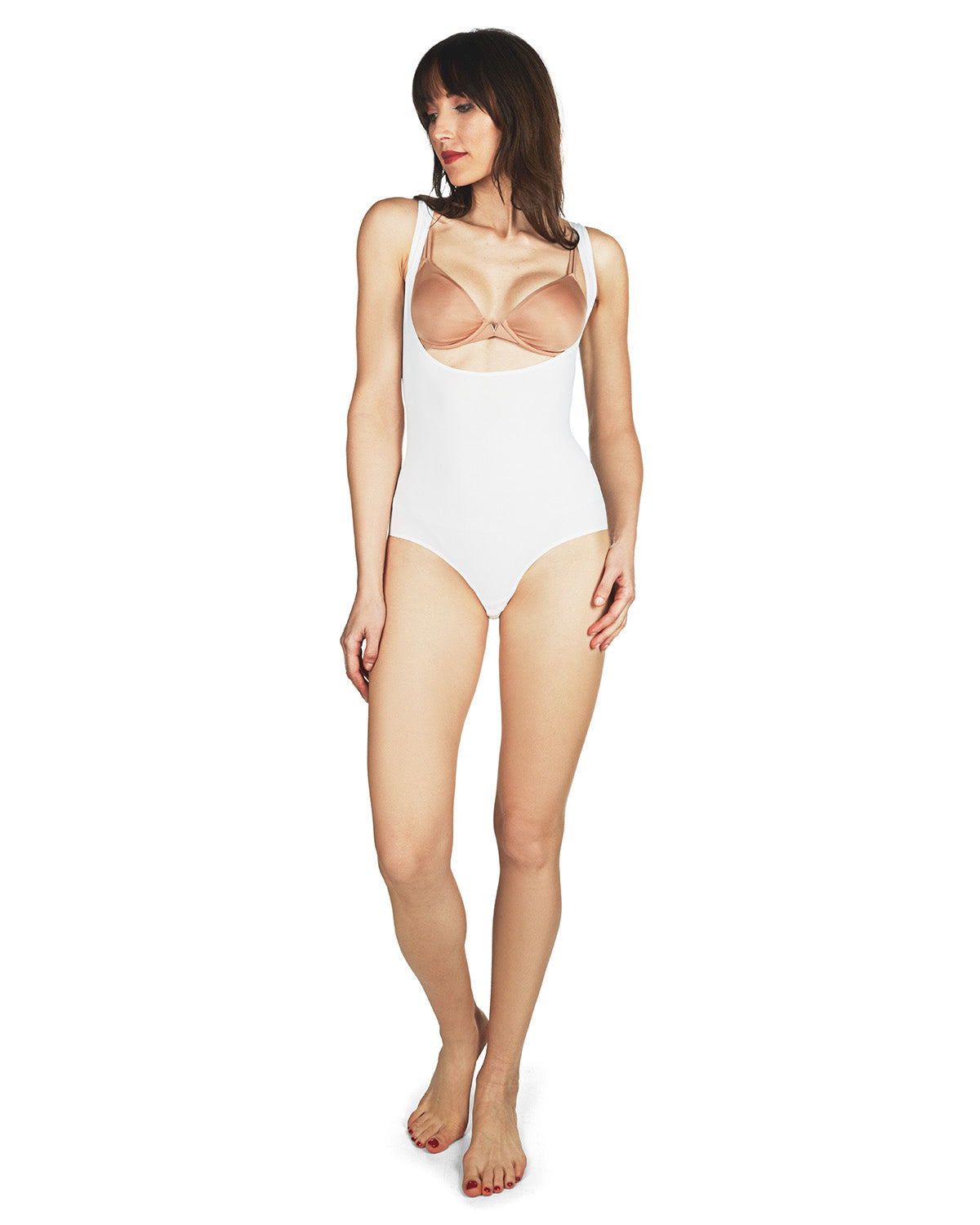 Women's Bonded Braless Bodysuit : Color: White