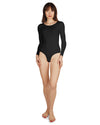 Women's Bonded Long Sleeve Bodysuit : Color: BLACK