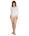 Women's Bonded Long Sleeve Bodysuit : Color: WHITE