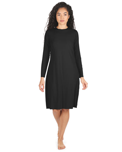 Women's Bonded Long Sleeve Slip Dress : Color: Black