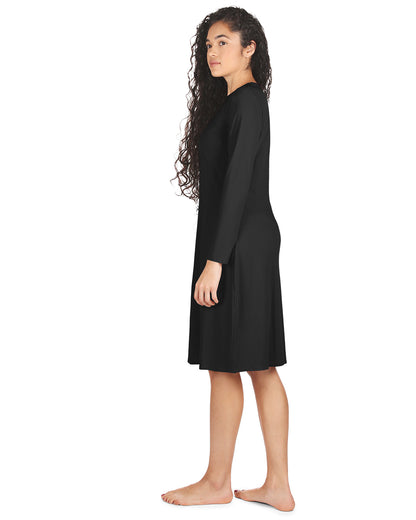 Women's Bonded Long Sleeve Slip Dress : Color: Black