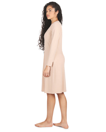 Women's Bonded Long Sleeve Slip Dress : Color: Nude