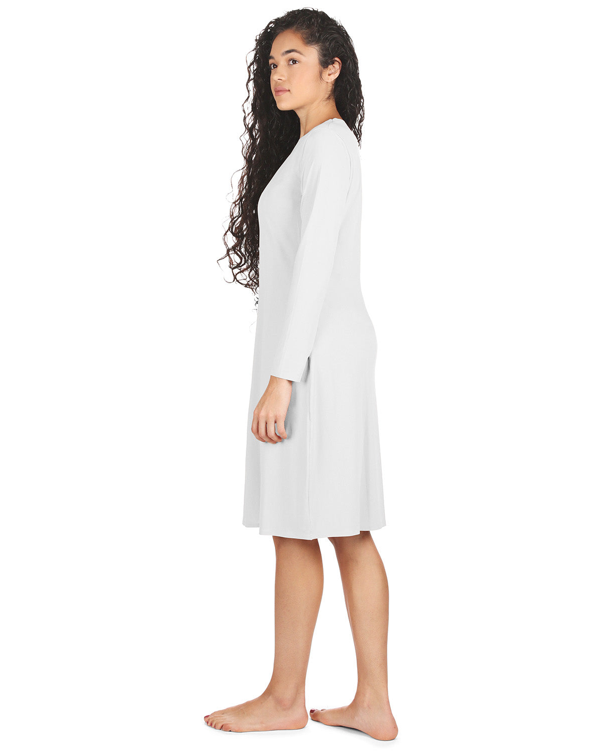 Women's Bonded Long Sleeve Slip Dress : Color: White