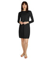 Women's Bonded Long Sleeve Slip Dress : Color: BLACK