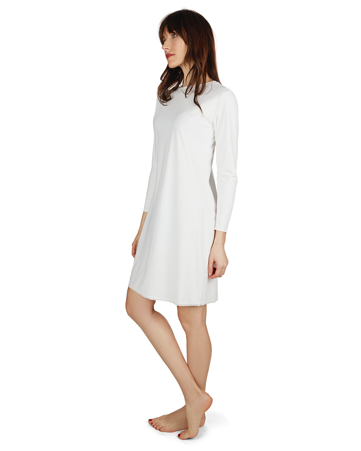 Women's Bonded Long Sleeve Slip Dress : Color: White
