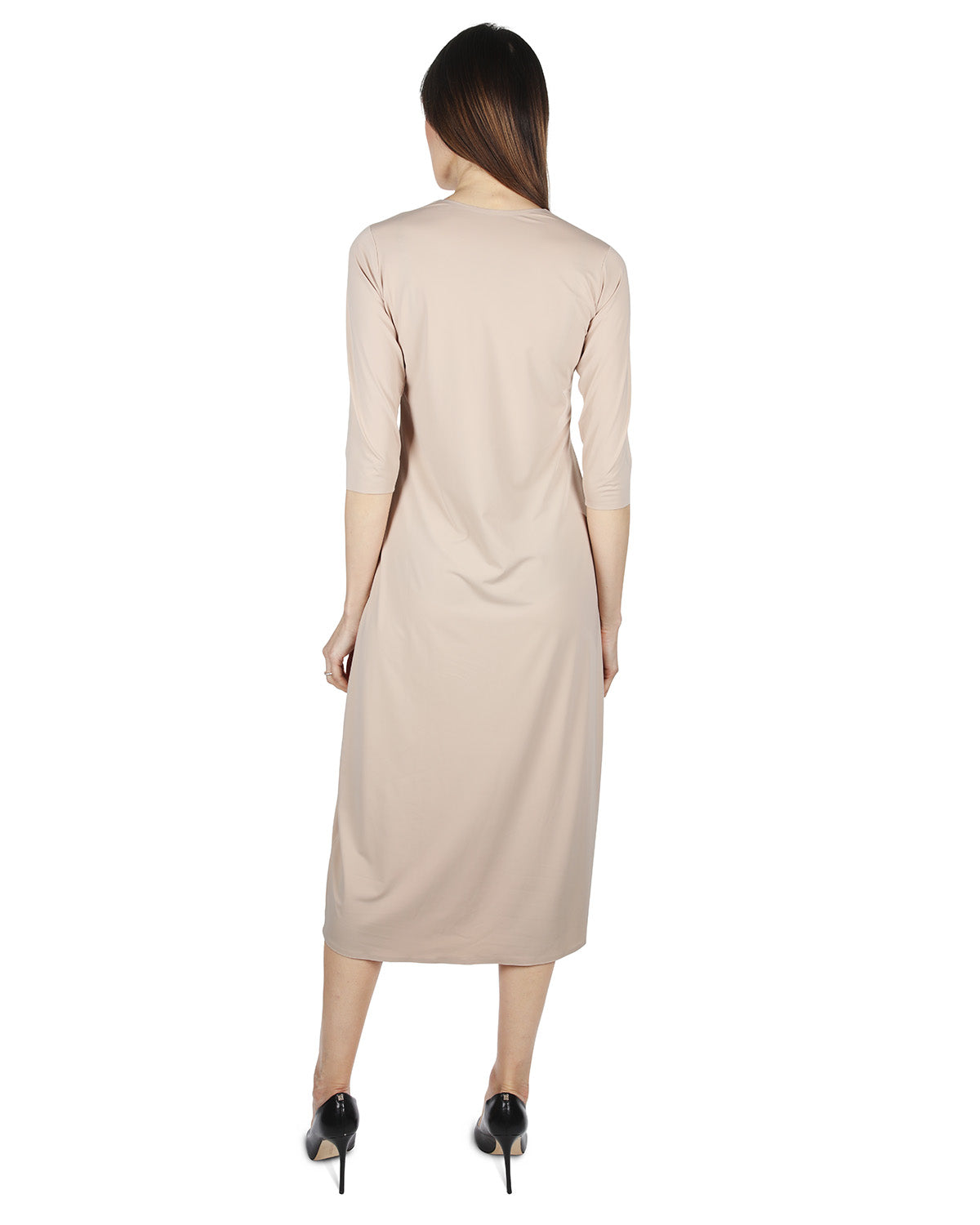 Women's Silky-Smooth Bonded 3/4-Sleeve 48" Slip Dress : Color: Nude