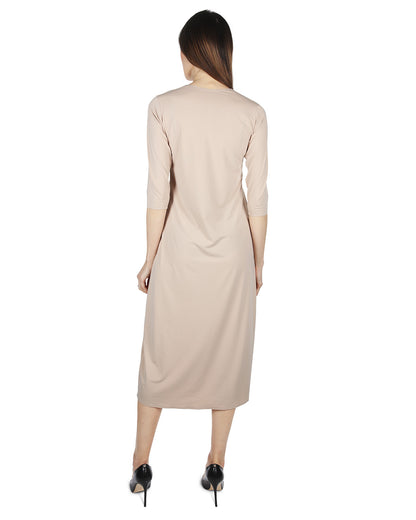 Women's Silky-Smooth Bonded 3/4-Sleeve 48" Slip Dress : Color: Nude