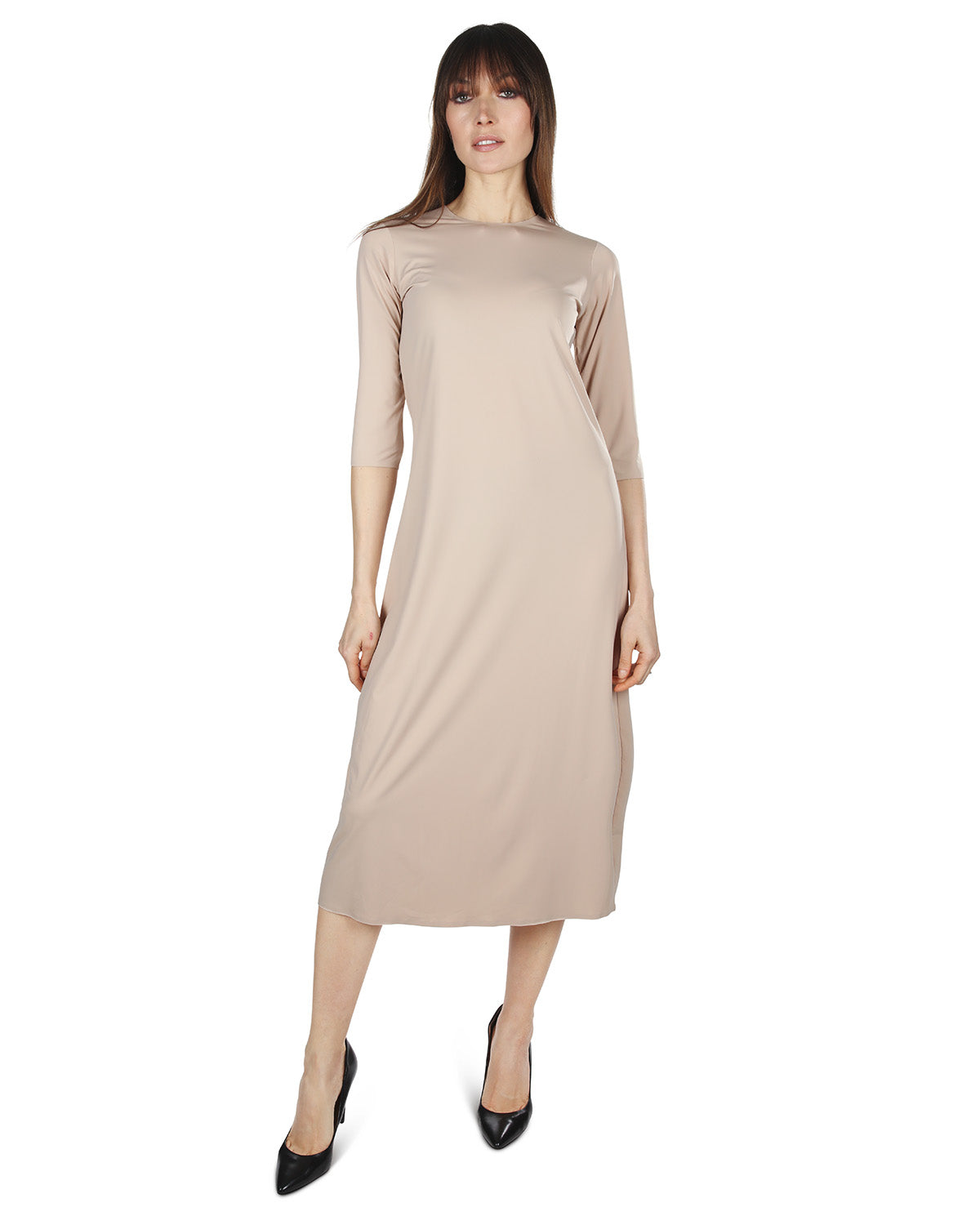 Women's Silky-Smooth Bonded 3/4-Sleeve 48" Slip Dress MeMoi Women's Silky-Smooth Bonded 3/4-Sleeve 48" Slip Dress MeMoi
