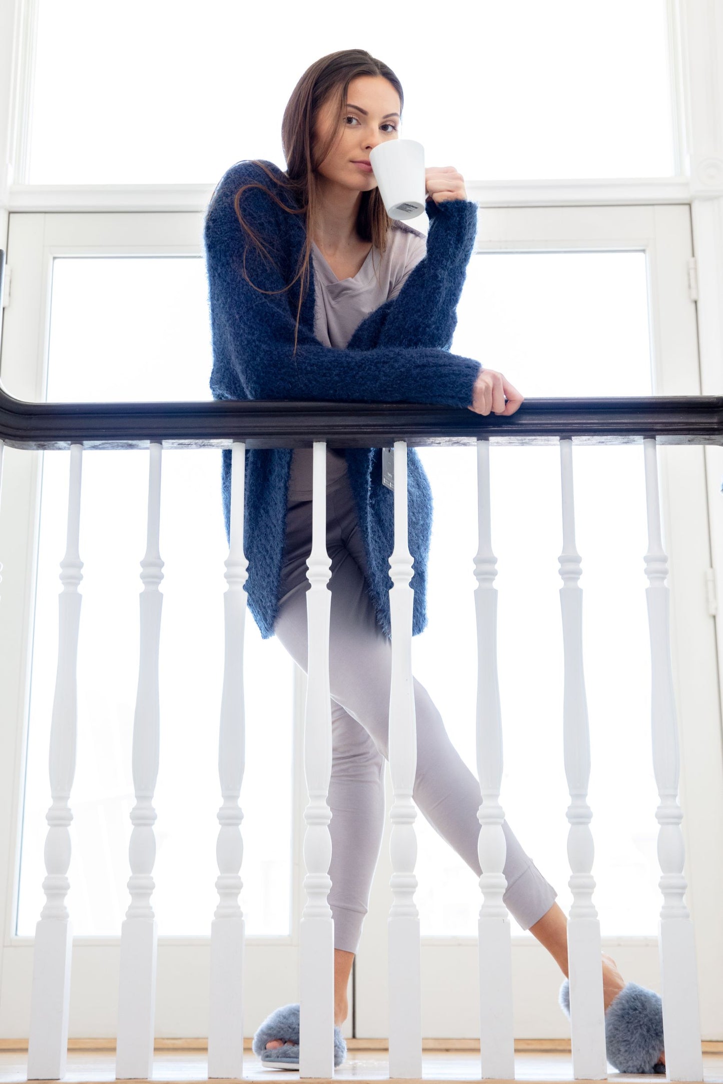 Women's Fuzzy Cocoon Loose Open-Front Cardigan Sweater : Color: Black