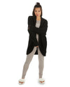 Women's Fuzzy Cocoon Loose Open-Front Cardigan Sweater : Color: Black