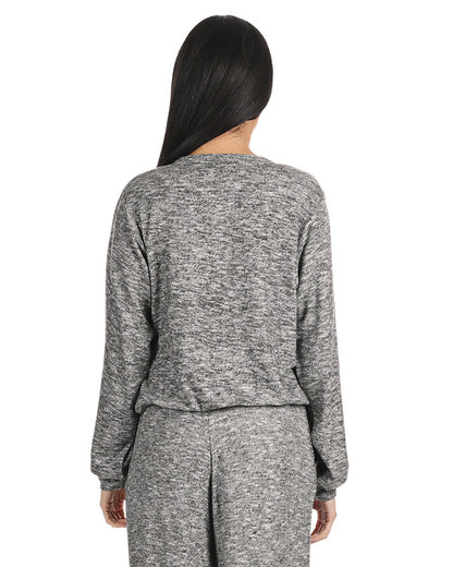 Women's Ultra-Soft Lightweight Hacci Short Wrap Top : Color: Black