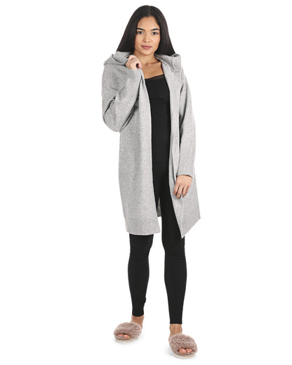 Women's Sweater Knit Hooded Open-Front Cardigan Sweater : Color: Light Gray Heather