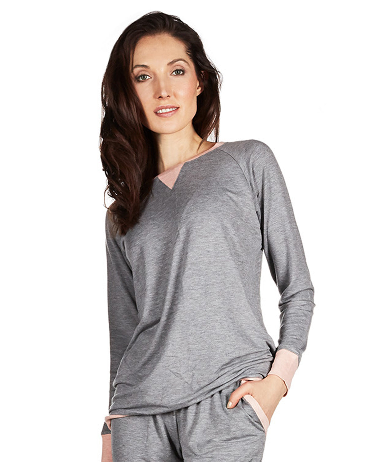 Women's All Day Lounge Lightweight Raglan Pullover : Color: Gray Heather