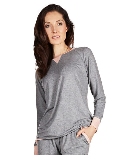 Women's All Day Lounge Lightweight Raglan Pullover : Color: Gray Heather