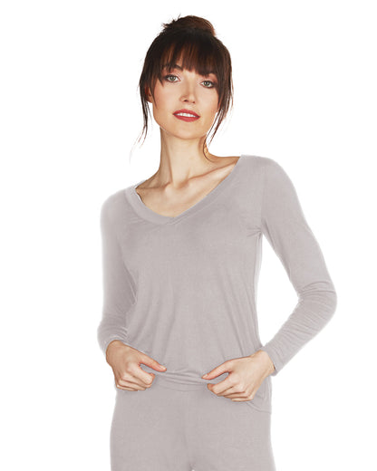 Women's Soft Bamboo Blend Relaxed Long Sleeve Top : Color: SLATE