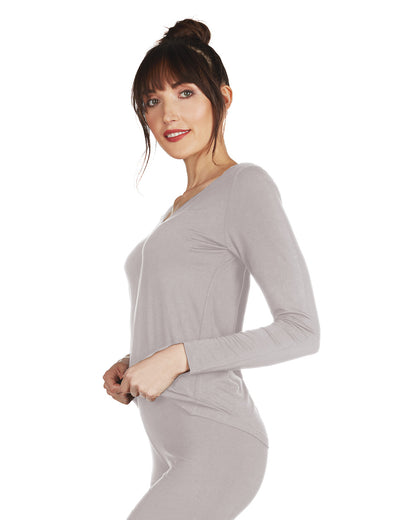 Women's Soft Bamboo Blend Relaxed Long Sleeve Top : Color: Slate