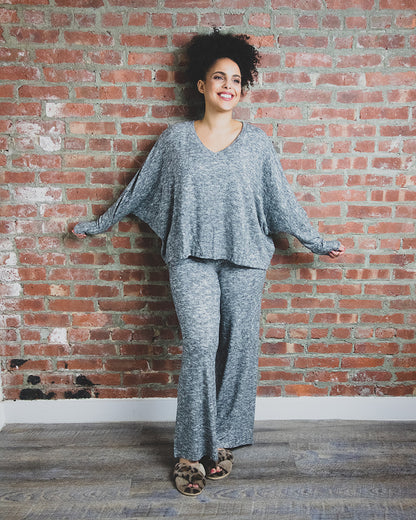 Women's Hacci Wide Leg Soft Lightweight Lounge Pants : Color: Pebble Brown