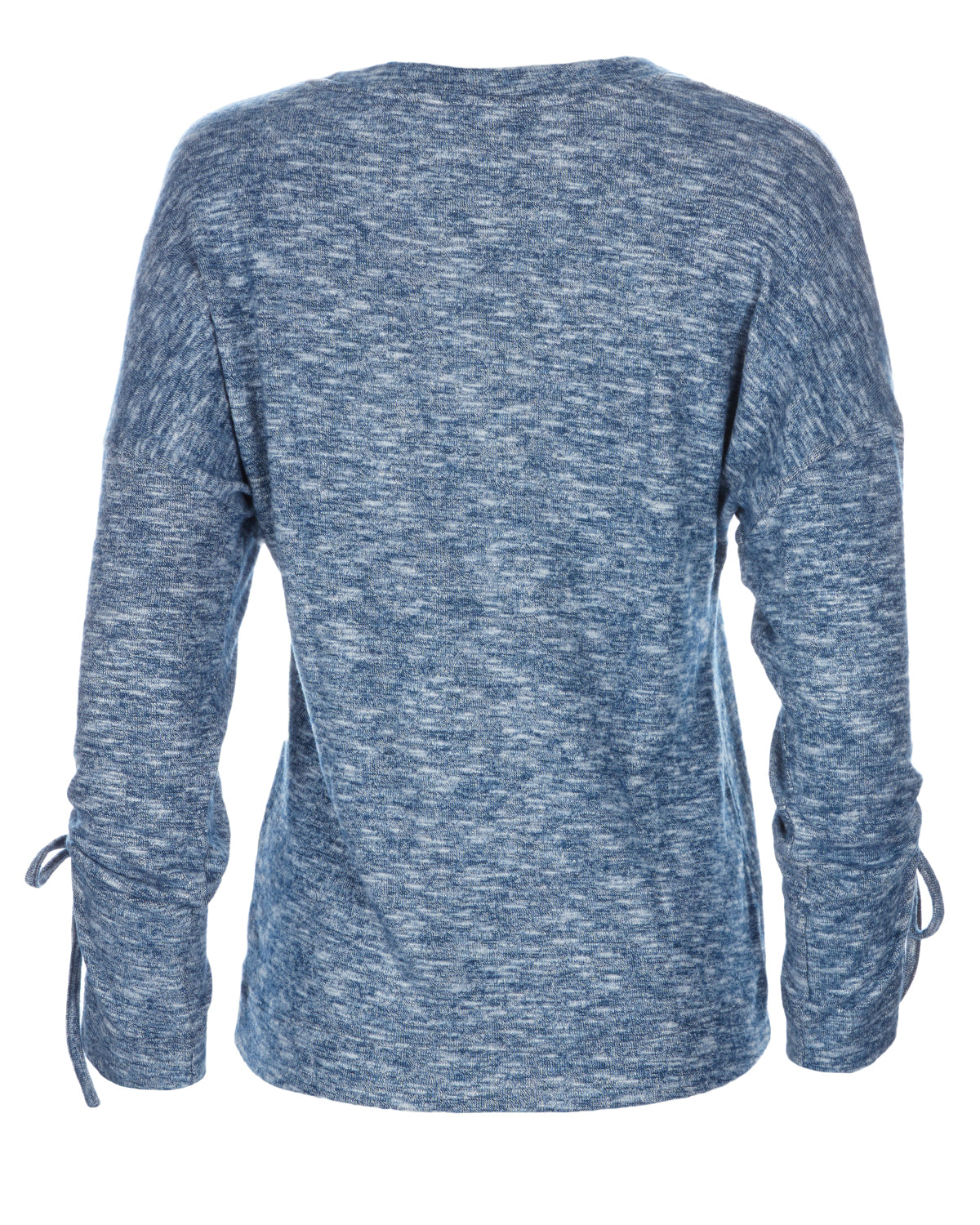 Women's Lounge Pull-Over Top with Ruched Tied Sleeves : Color: Ocean Navy