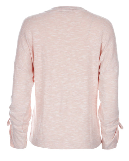 Women's Lounge Pull-Over Top with Ruched Tied Sleeves : Color: Pale Rose