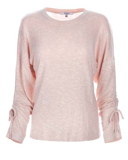 Women's Lounge Pull-Over Top with Ruched Tied Sleeves : Color: Pale Rose
