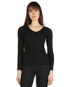 Women's Pointelle Rib Knit Seamless Long Sleeve Top : Color: Black
