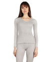 Women's Pointelle Rib Knit Seamless Long Sleeve Top : Color: Gray Heather