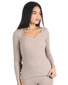 Women's Organic Cotton Seamless Rib Lace Long Sleeve Top : Color: Beige Heather