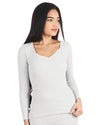 Women's Organic Cotton Seamless Rib Lace Long Sleeve Top : Color: White