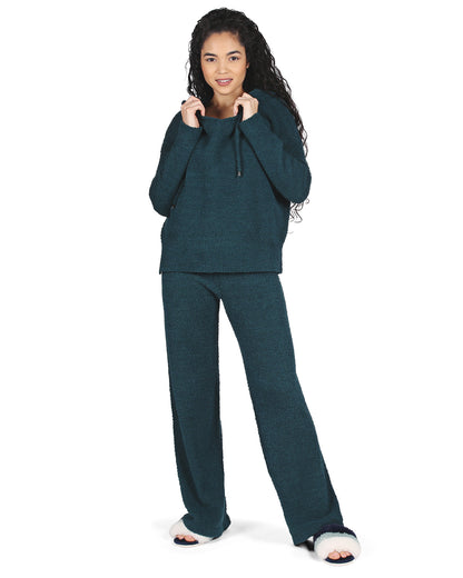 Women's Soft Touch Cozy Knit Drawstring Long Sleeve Hoodie : Color: Dark Teal