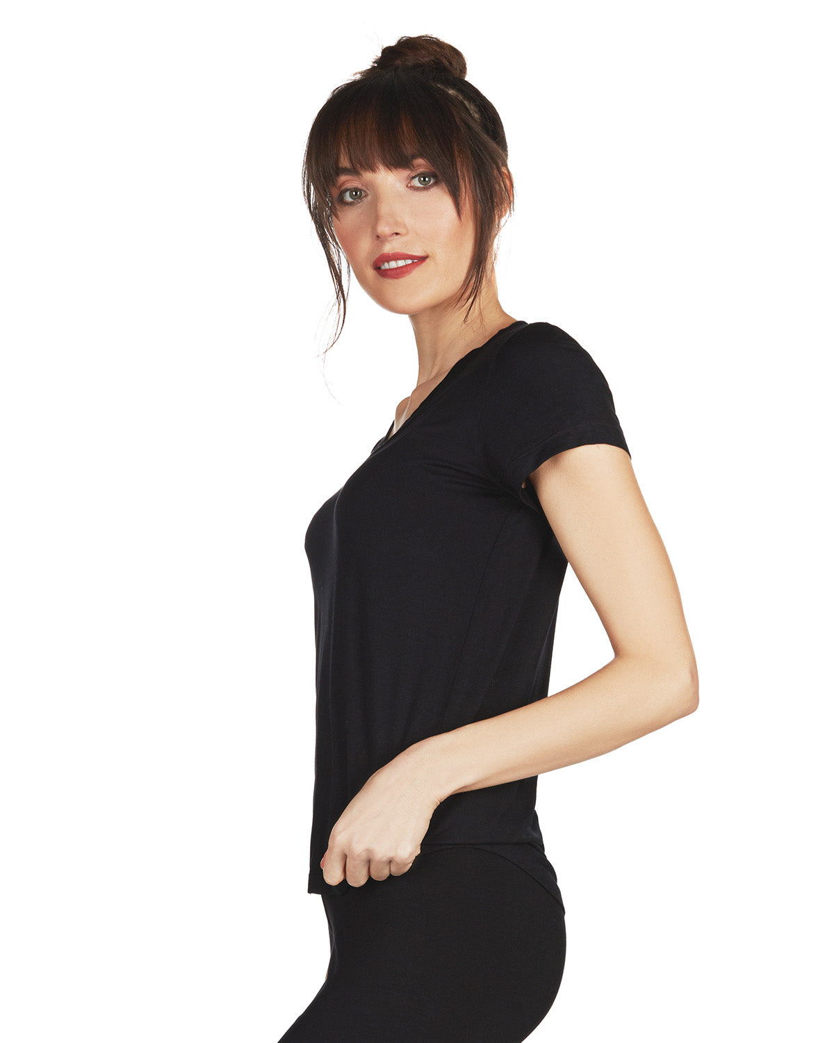 Women's Bamboo Blend Eco Basics Relaxed Fit T-Shirt : Color: BLACK