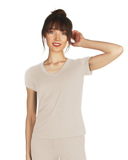 Women's Bamboo Blend Eco Basics Relaxed Fit T-Shirt : Color: IVORY