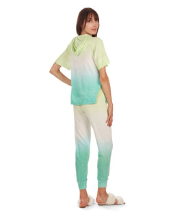 Women's Dip Dye Yummy Terry Cloth Short Sleeve Hoodie
