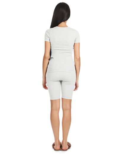 Women's Organic Cotton Seamless Rib Short Sleeve Top : Color: White