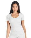 Women's Organic Cotton Seamless Rib Short Sleeve Top : Color: White