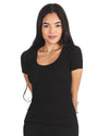 Women's Organic Cotton Seamless Rib Short Sleeve Top : Color: Black