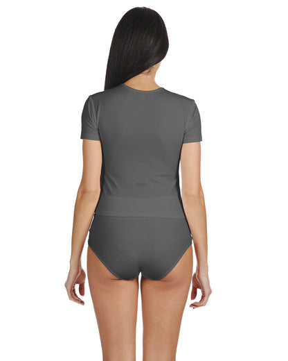 Women's Luxe Rib T-Shirt and Full Coverage Brief Set : Color: Dark Gray