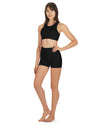 Women's Seamless Rib Bralette and Boyshort Panty Set : Color: Black