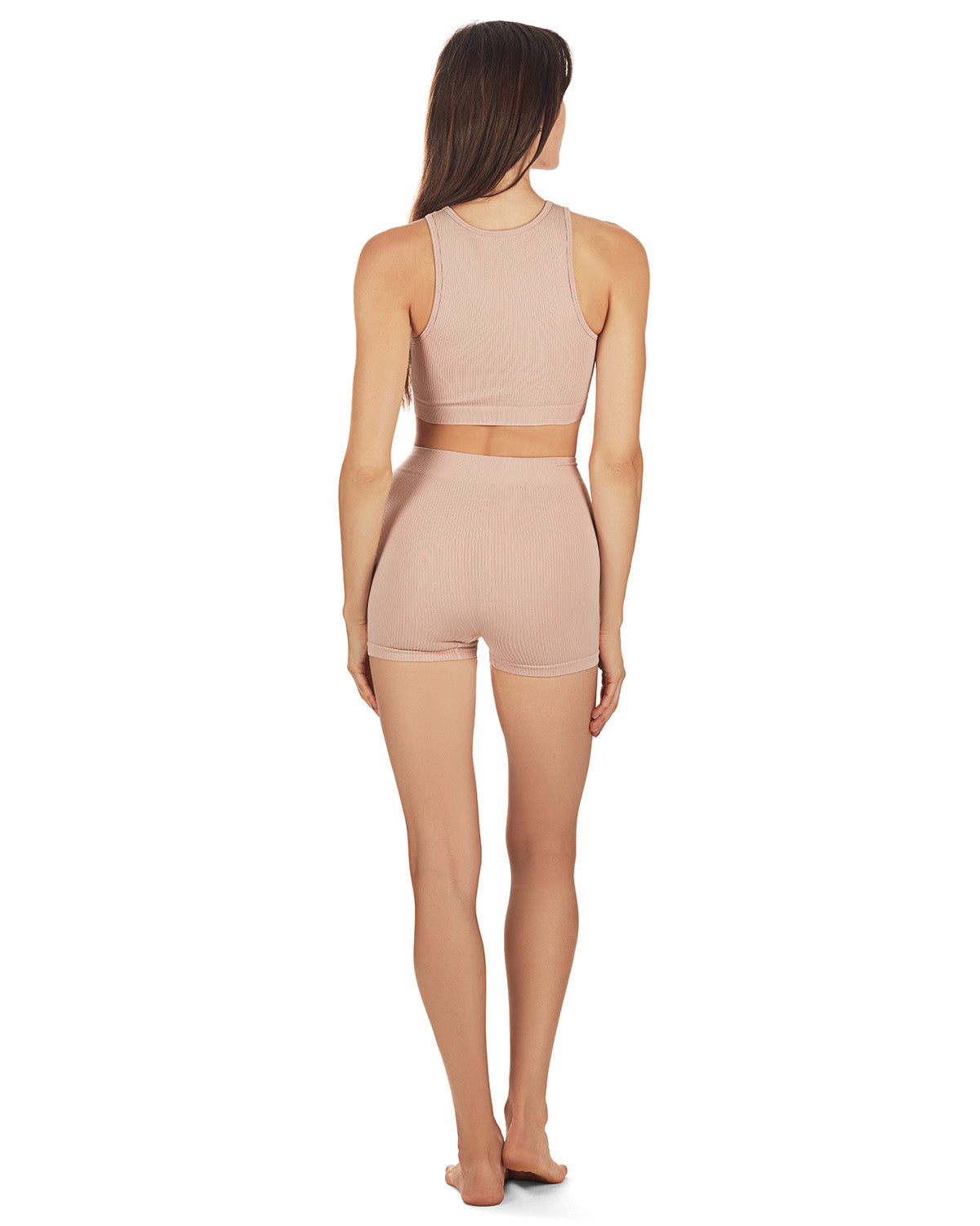 Women's Seamless Rib Bralette and Boyshort Panty Set : Color: Blush