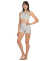 Women's Seamless Rib Bralette and Boyshort Panty Set : Color: Cloud Gray
