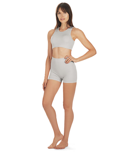 Women's Seamless Rib Bralette and Boyshort Panty Set : Color: Cloud Gray