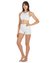 Women's Seamless Rib Bralette and Boyshort Panty Set : Color: White