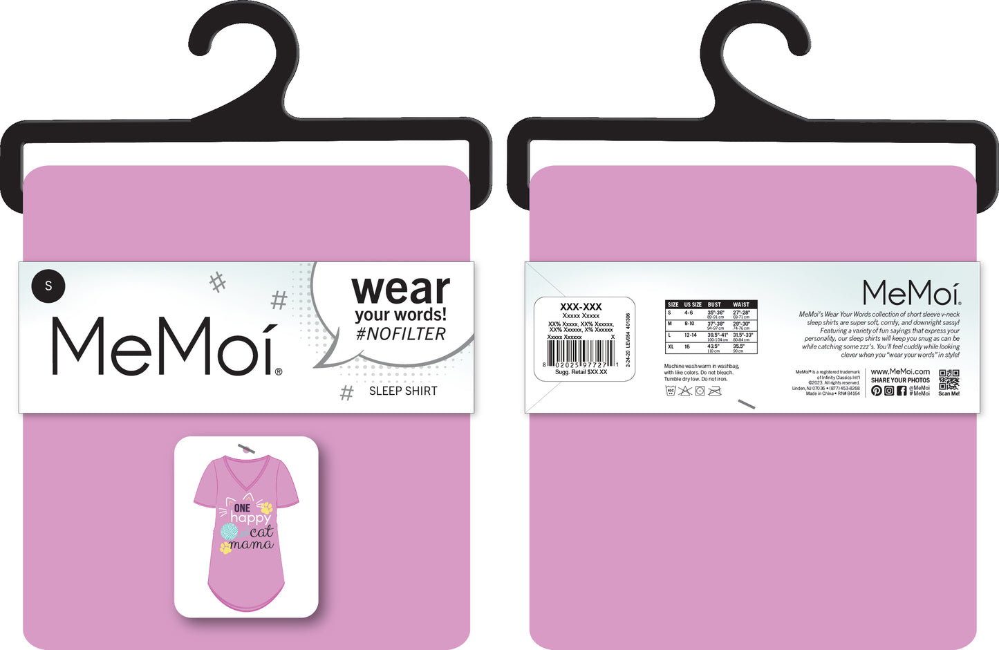 Women's One Happy Cat Mama V-Neck Sleepshirt : Color: Pink