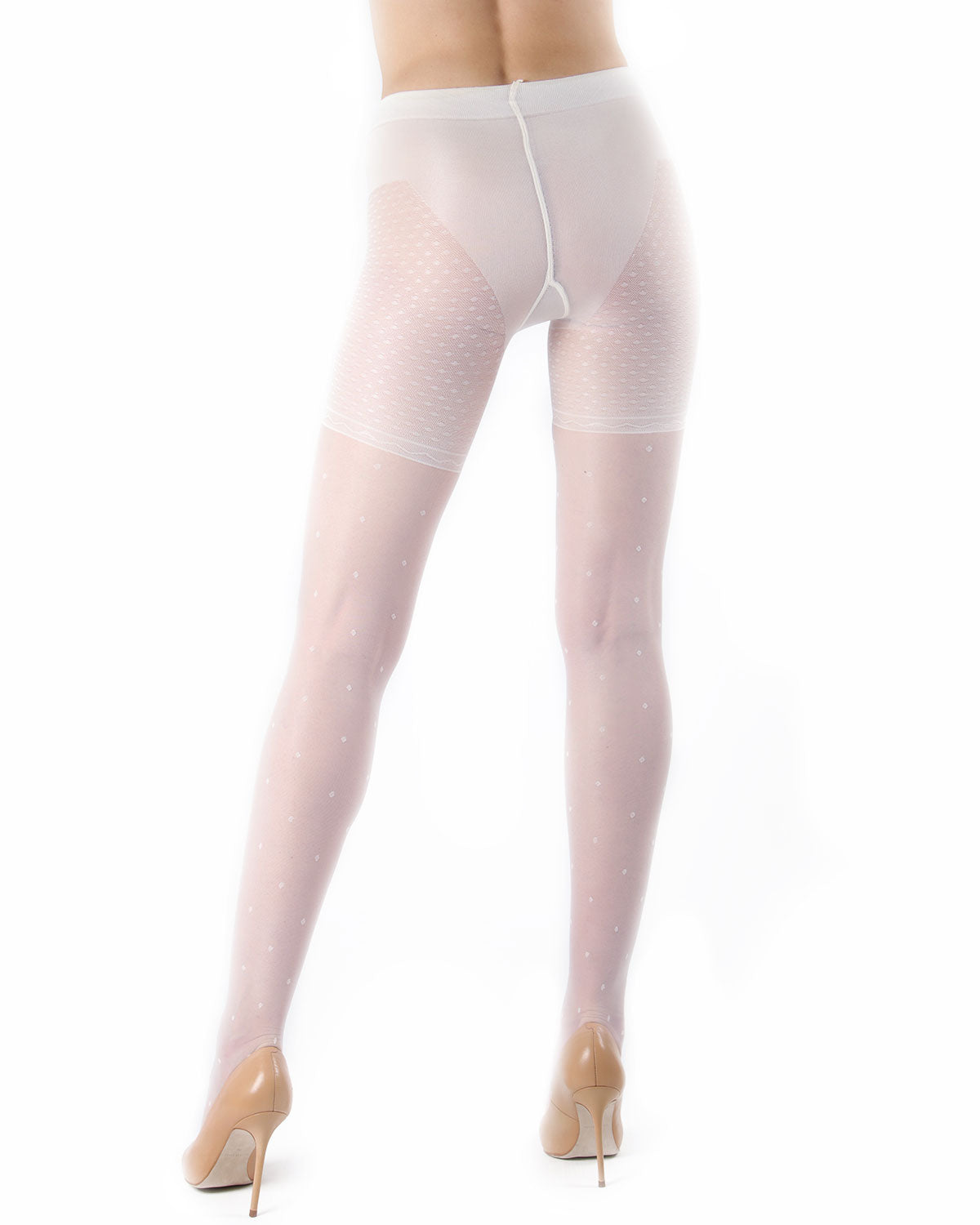 Women's Elegance Sheer Allover Dot Control Top Pantyhose : Color: Bianco