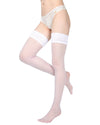 Women's Seduction Sheer Allover Dot Thigh High Stockings : Color: Bianco