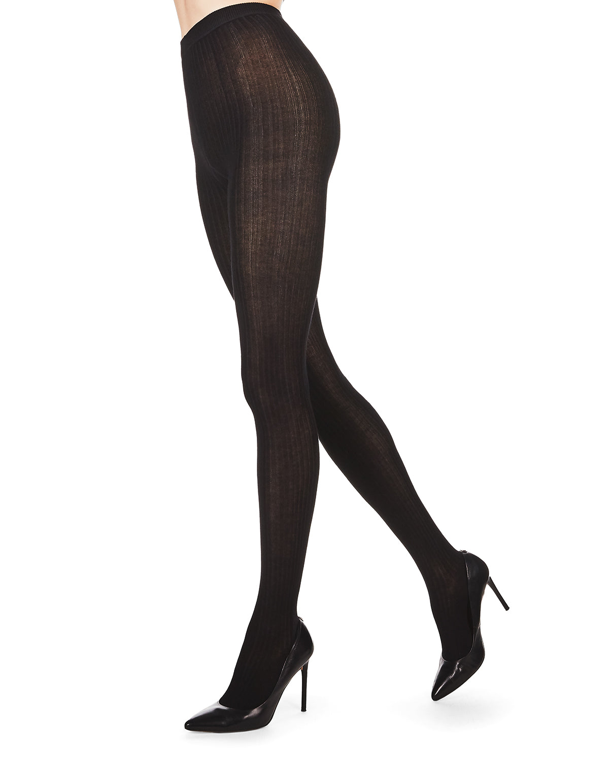 Women's Ultra-Soft Basic Bamboo Blend Ribbed Tights : Color: Black