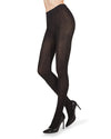 Women's Opaque Ribbed Organic Cotton Blend Tights : Color: Black