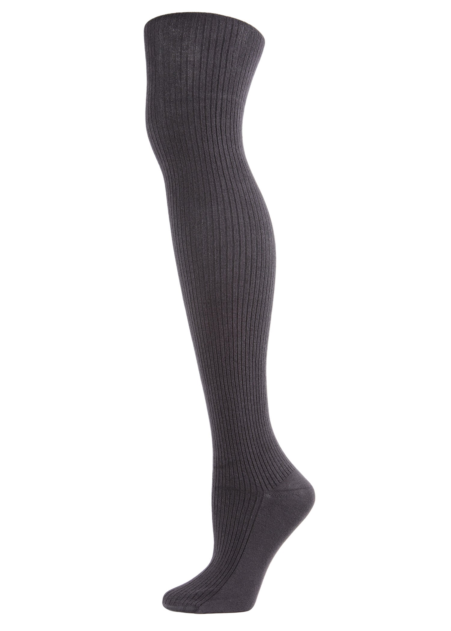 Women's Opaque Ribbed Organic Cotton Blend Tights : Color: Earl Gray